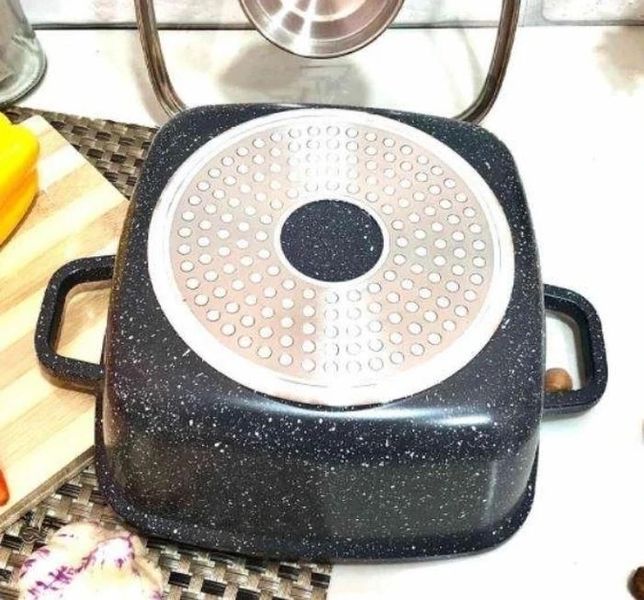 Набор квадратной посуды с гранитным антипригарным покрытием 14 предметов Higher Чорний BLAHK3172412 фото